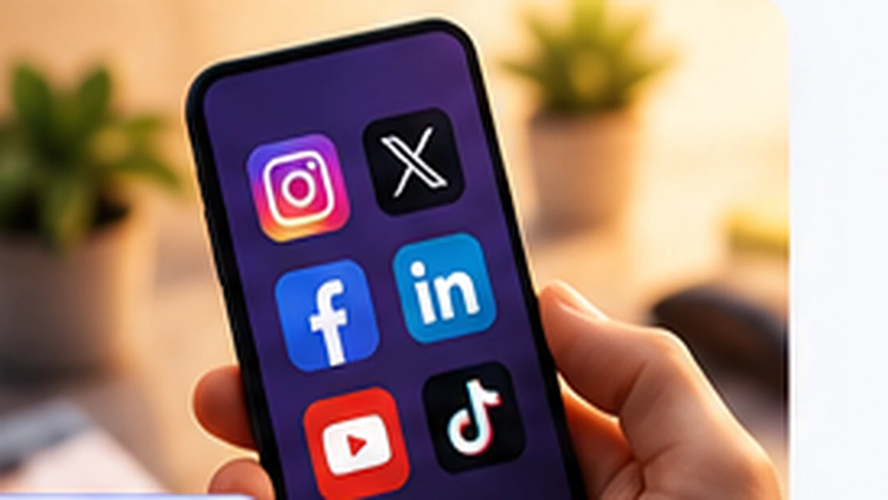 Smartphone displaying social media applications and sharing icons